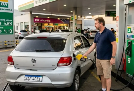 Homem abastecendo no posto de gasolina